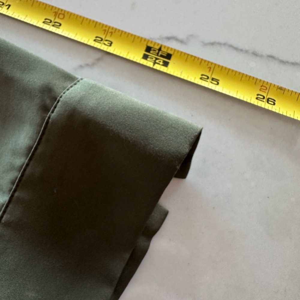 Banana Republic Satin Silky Belted Career Midi Shirt Dress Olive Green 14 - Picture 12 of 16